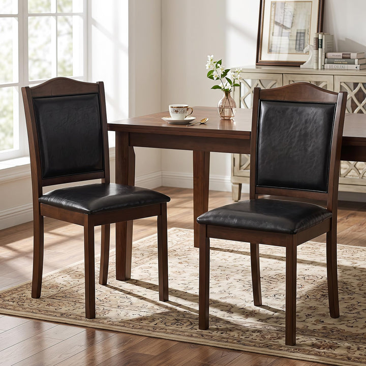 GIANTEX Wooden Dining Chairs Set of 2/4 Faux Leather Padded Seat &amp; Back