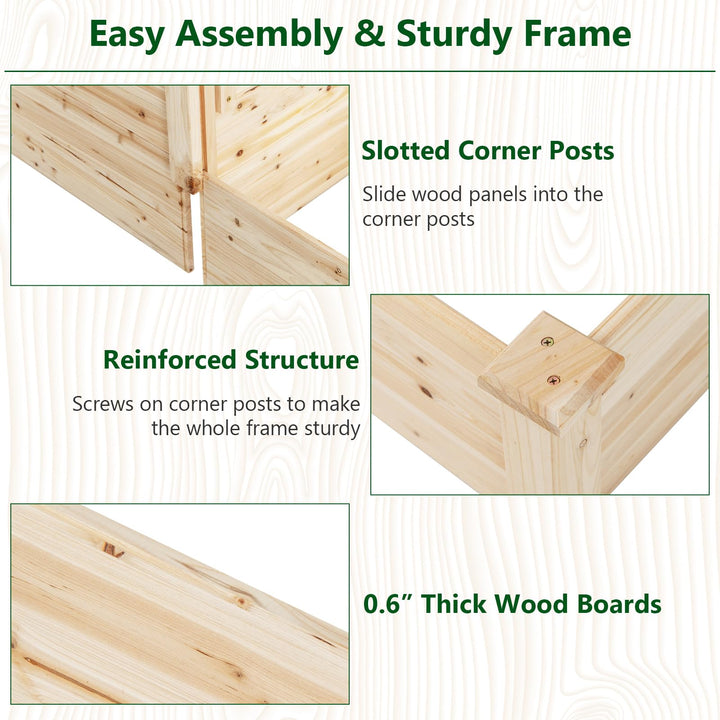 Giantex Raised Garden Bed with Trellis, Set of 2 Wood Shallow & Deep Planter Box for Climbing Plants