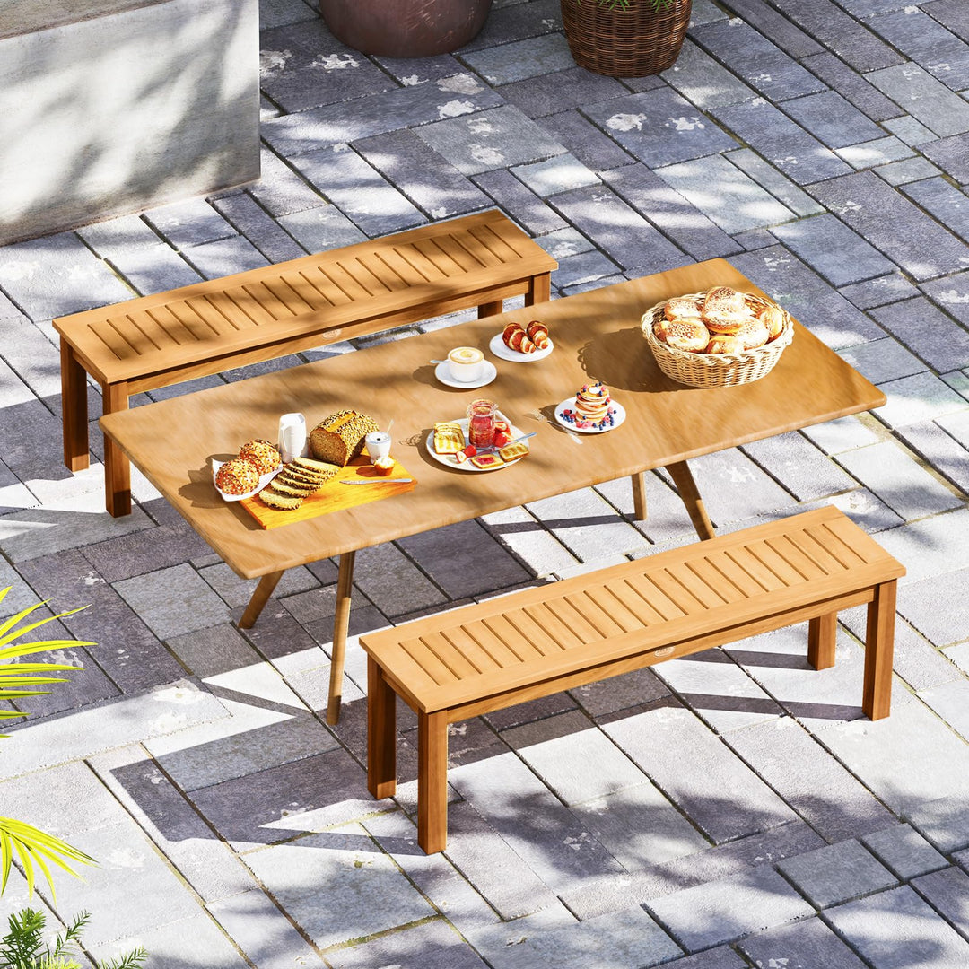 Giantex 52" Acacia Wood Outdoor Bench with Slatted Seat and Solid Wood Legs 794Lbs Capacity