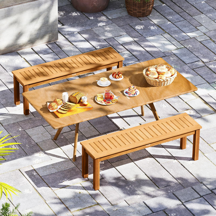 Giantex 52" Acacia Wood Outdoor Bench with Slatted Seat and Solid Wood Legs 794Lbs Capacity