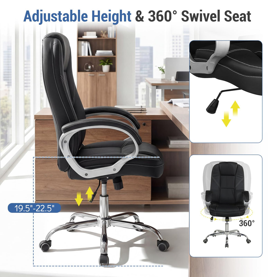 Giantex Leather Office Chair with Padded Armrests &amp; Rocking Backrest