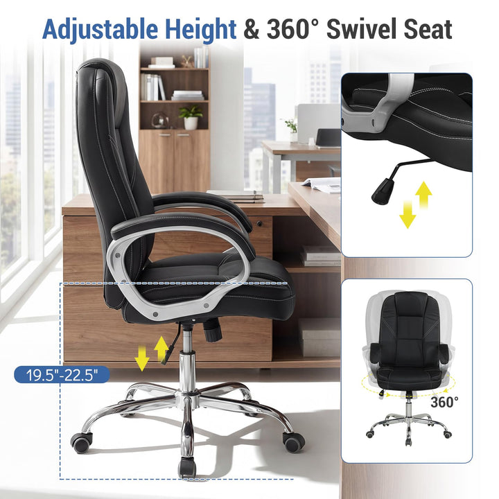 Giantex Leather Office Chair with Padded Armrests &amp; Rocking Backrest