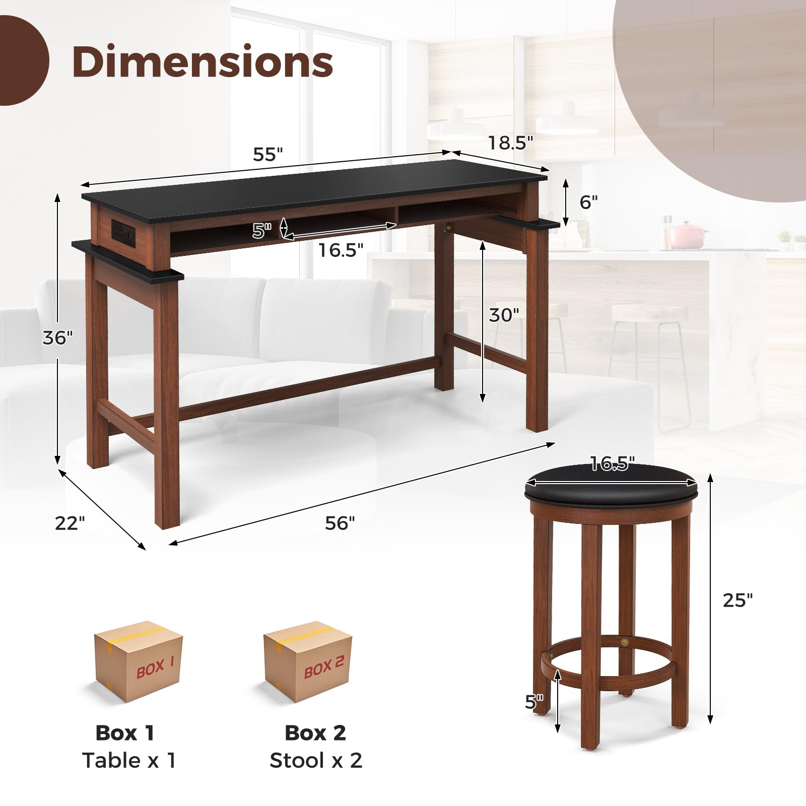 Giantex Small Dining Table Set for 2 - Bar Table and 2 Bar Stools