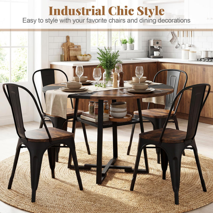 Giantex Round Dining Table for 4-6 | 47.5" Circle Kitchen Table with Storage Shelf