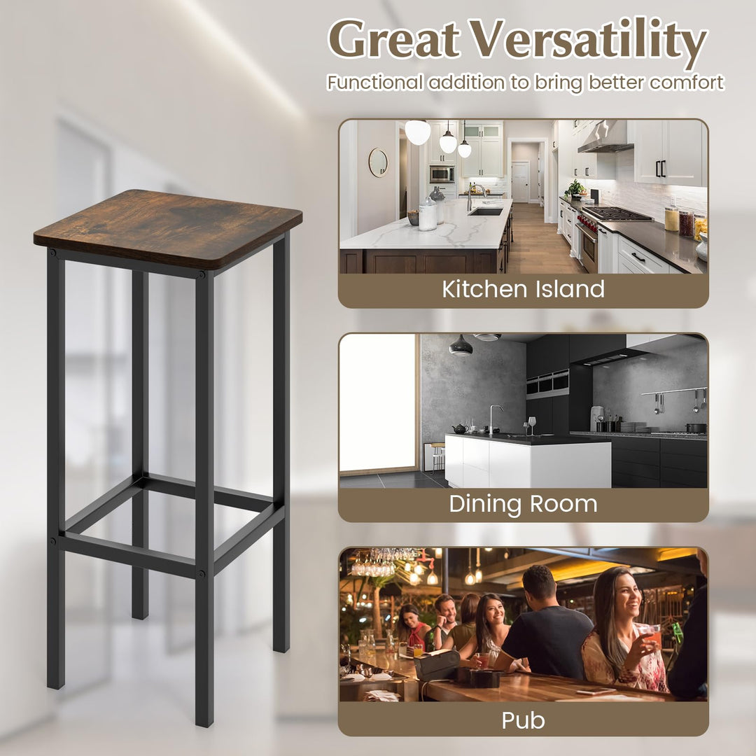 Giantex Bar Stools Set of 4, 26" Backless Barstools with Metal Legs & Footrest, Breakfast Bar Dining Chairs