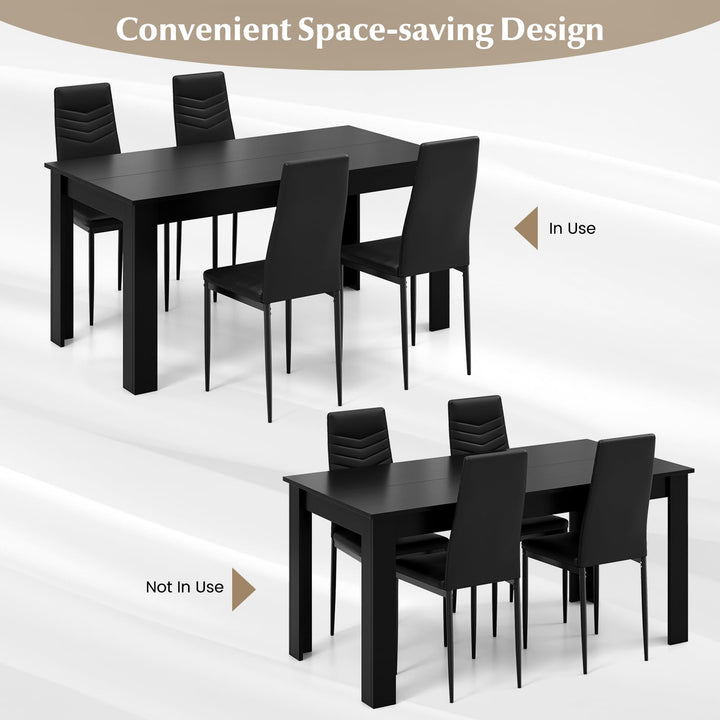 Giantex Dining Table Set for 4 or 8, Modern Rectangular Kitchen Table Set w/ PVC Leather Dining Chairs