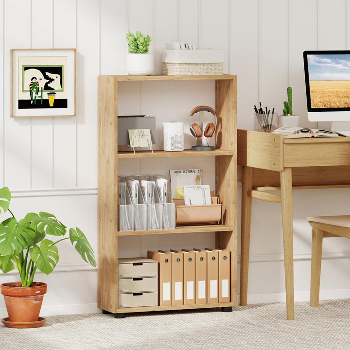 Giantex 3-Tier Bookcase with Anti-Tipping Kit for Living Room