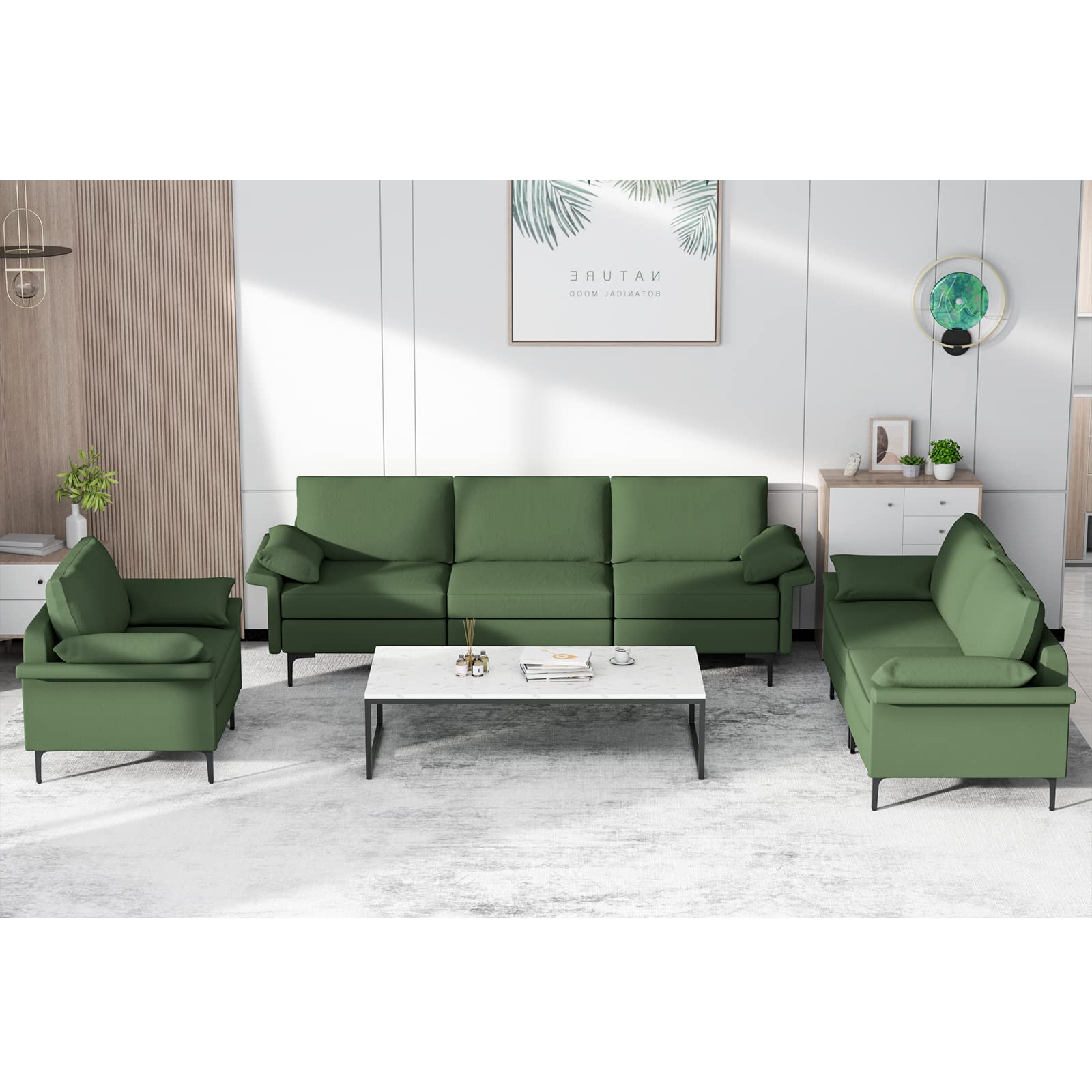 Giantex 3-Seat Sectional Sofa Couch, 100.5" L Convertible Sleeper with USB Port & Outlet