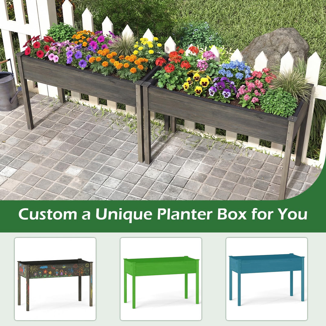 Giantex Solid Pine Wood Planter Box w/Legs