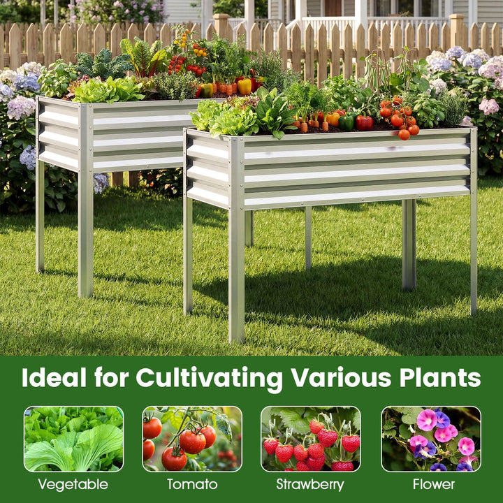 Giantex 44" x 22" x 32" Metal Large Elevated Planter Box for Vegetable Flower Fruit Herb (1/2)