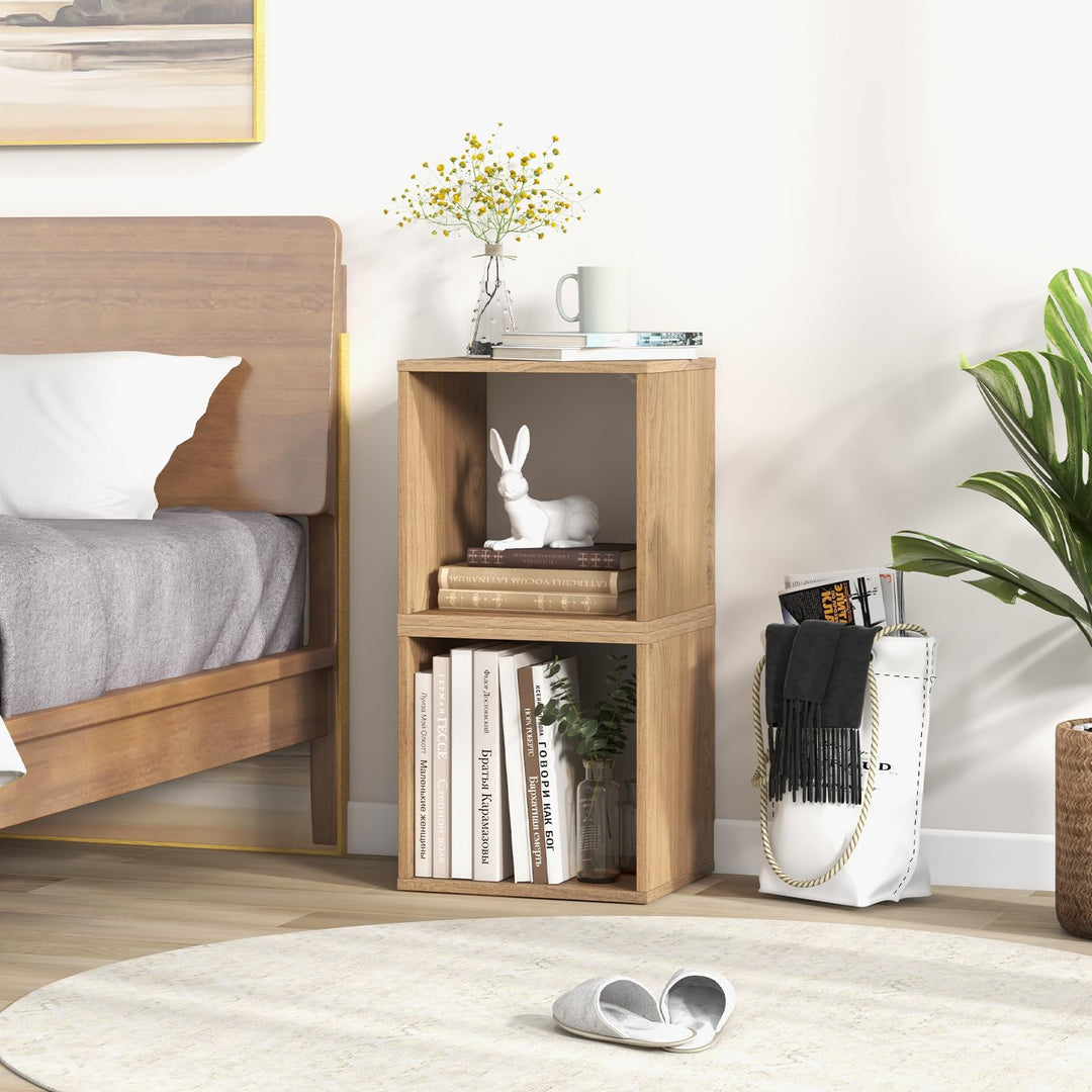 Giantex 2 Cube Bookshelf Organizer, 2-Tier Stackable Cube Storage Organizer