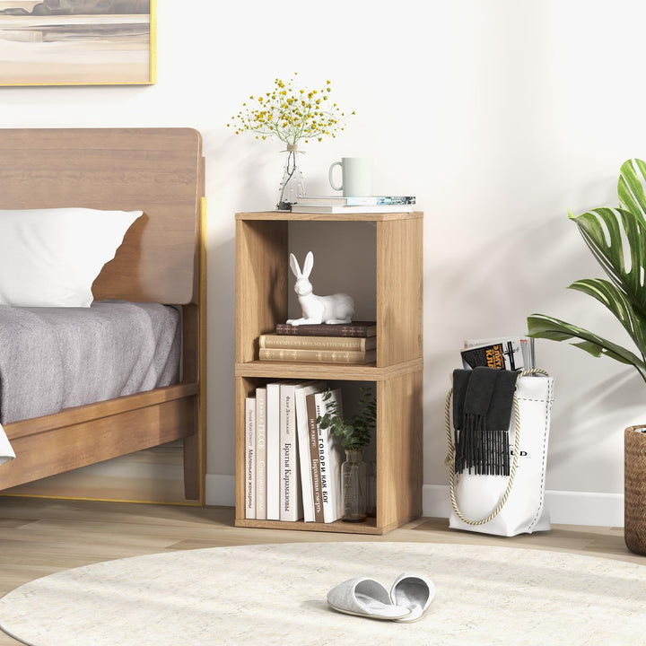 Giantex 2 Cube Bookshelf Organizer, 2-Tier Stackable Cube Storage Organizer