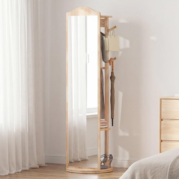 CHARMAID 66" x 19" Swivel Full Length Mirror with Coat Rack