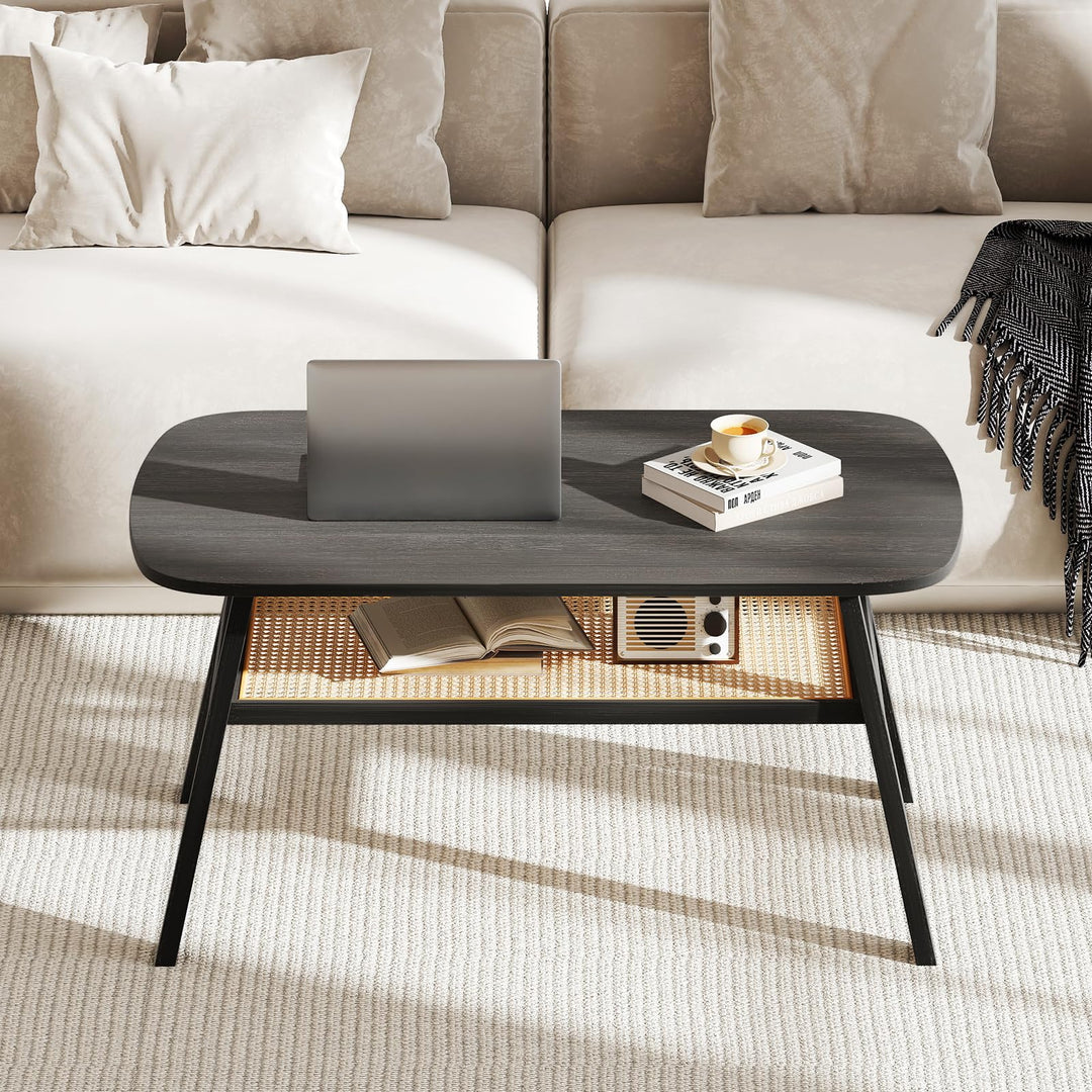 Giantex Rattan Coffee Table for Living Room