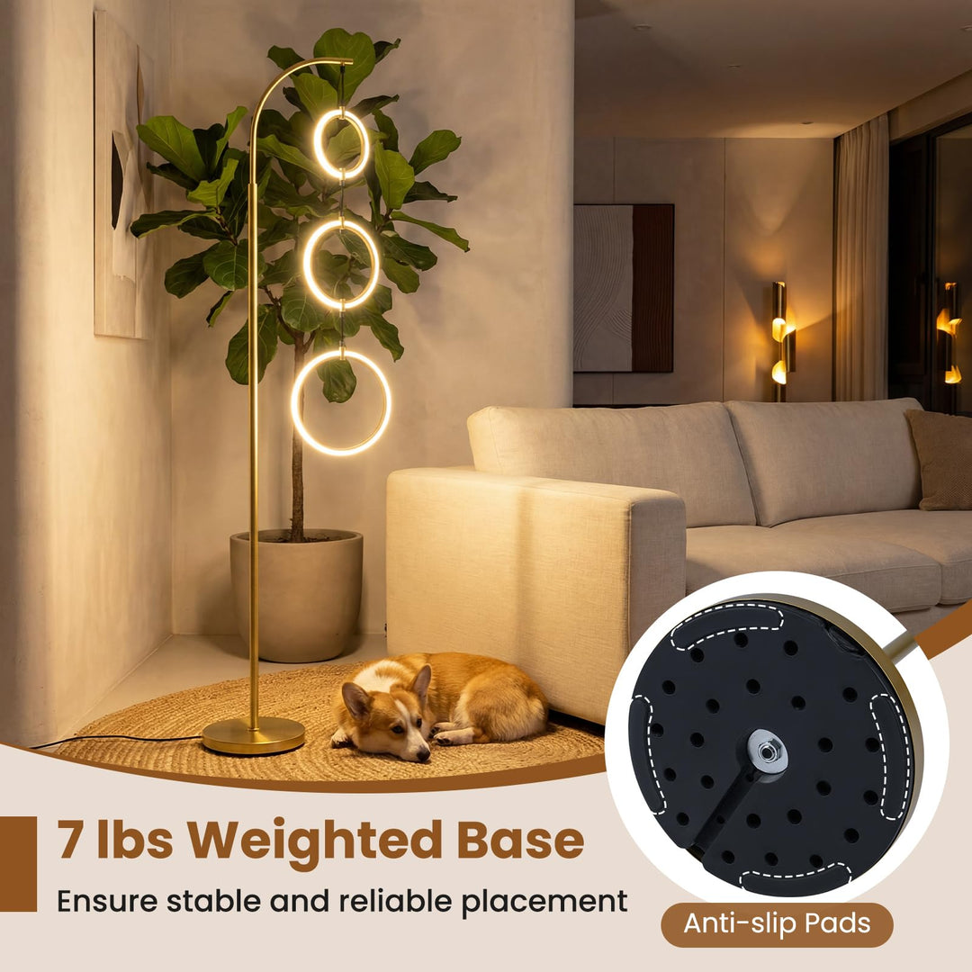 Giantex 71'' Modern 3-Ring LED Floor Lamp