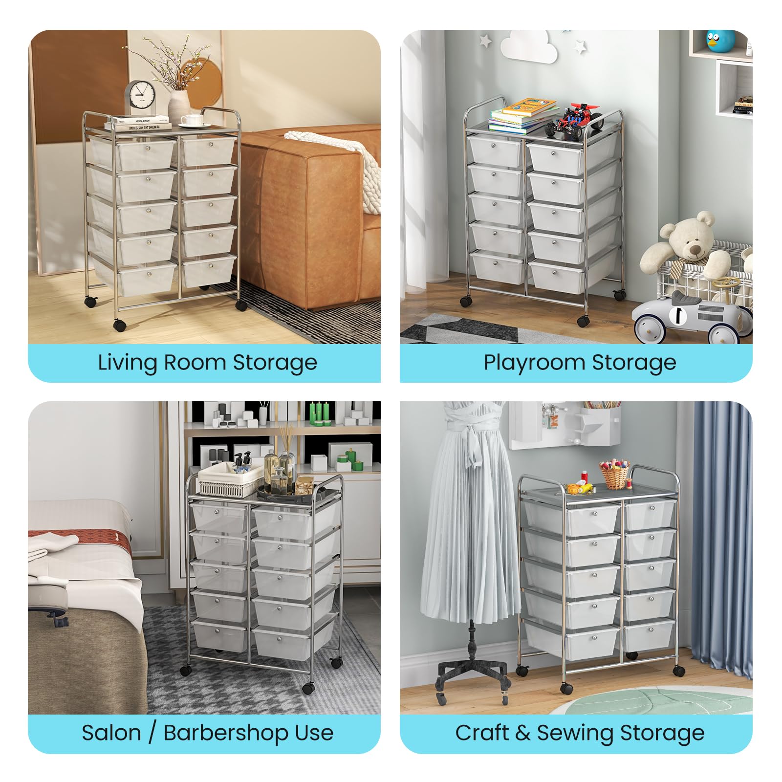 10 Drawers Rolling Cart, Classroom Organizers - Giantex