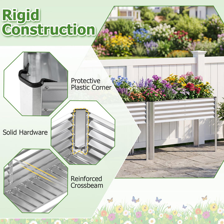 Giantex Galvanized Raised Garden Bed with Legs Set 1/2 46"x24"x31" Metal Elevated Planter Box