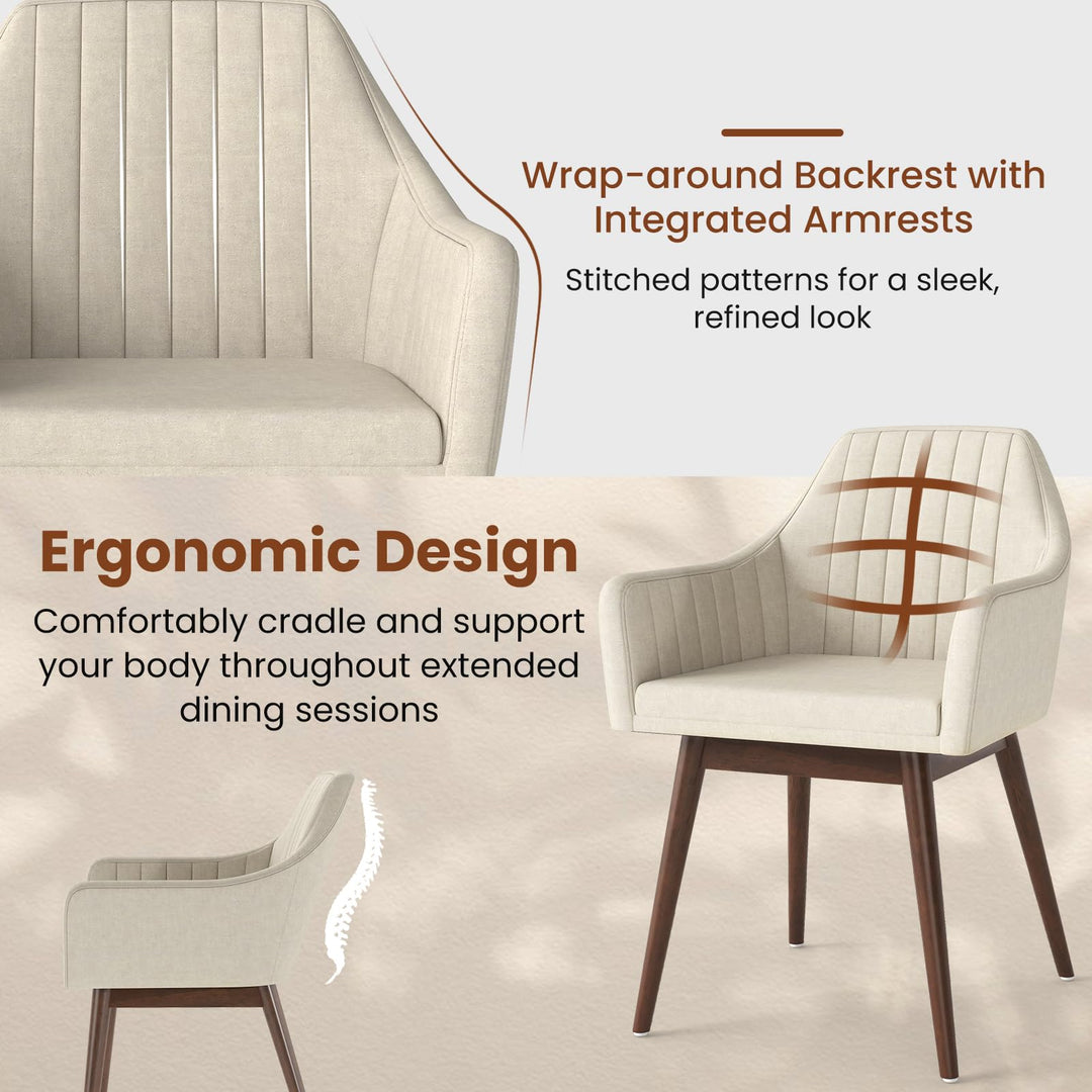 Giantex Upholstered Dining Chairs Set of 2/4 Mid Century Kitchen Chairs with Wrap-Around Backrest
