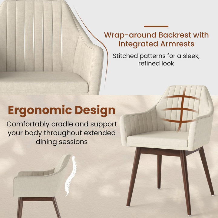 Giantex Upholstered Dining Chairs Set of 2/4 Mid Century Kitchen Chairs with Wrap-Around Backrest