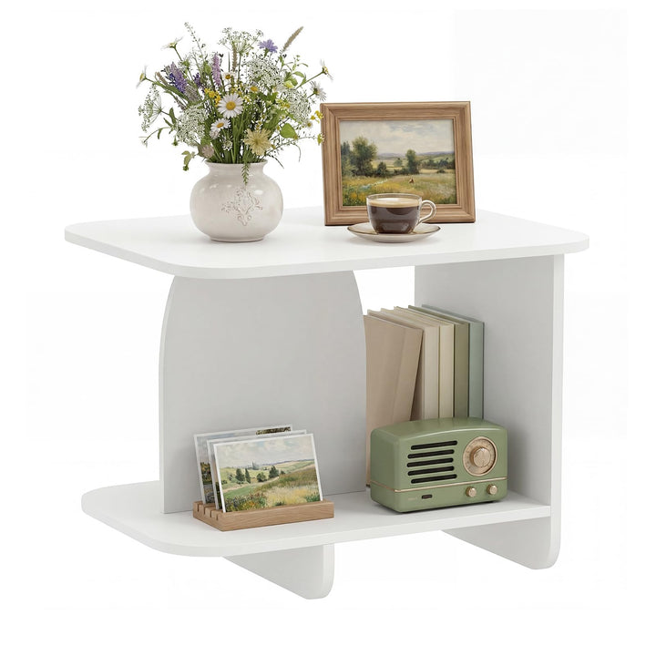 Giantex 2-Tier End Table with Open Storage Shelf