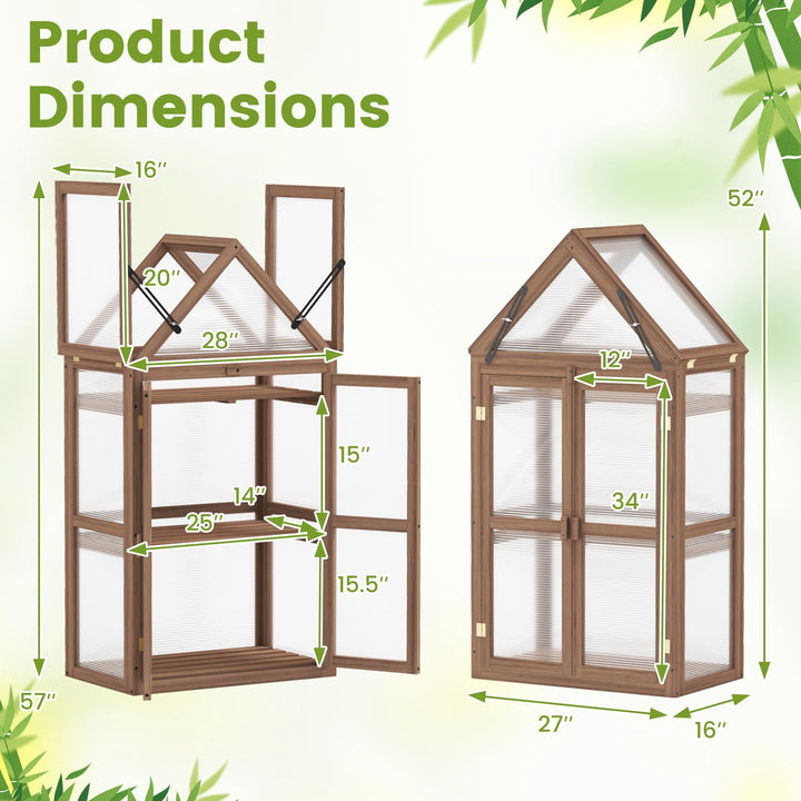 Giantex Garden Cold Frame Mini Greenhouse Storage Shelves