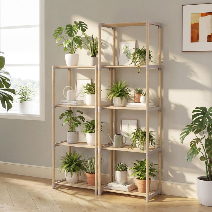 Giantex 5-Tier Bookshelf | Pine Wood Bookcase with Freestanding Storage Organizer