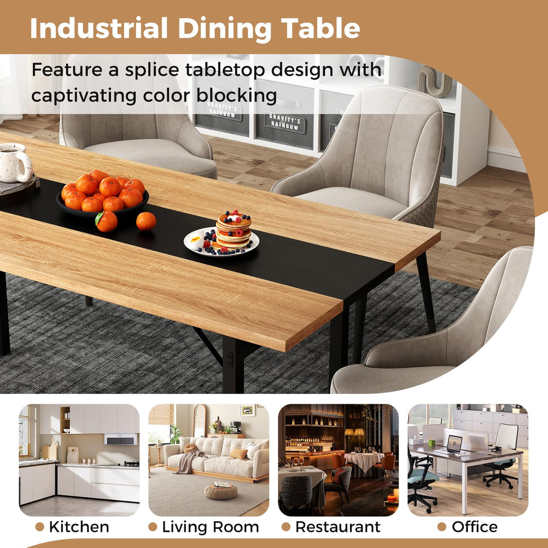 Giantex 71" Dining Table for 6-8 People with Heavy-Duty Metal Frame Storage Rack