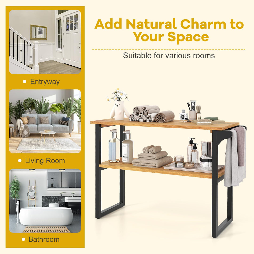 Giantex 2 Tier Bathroom Storage Shelf with Towel Rack
