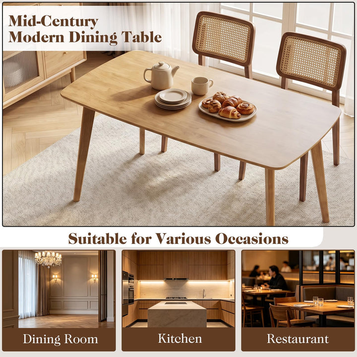 GIANTEX 55" Solid Wood Rectangular Dining Table w/Round Edges for 4-6