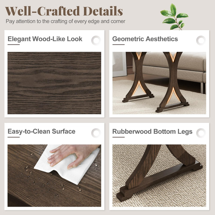 Giantex Nesting Coffee Table Set-of-3 - Stackable Rectangular Sofa End Side Table