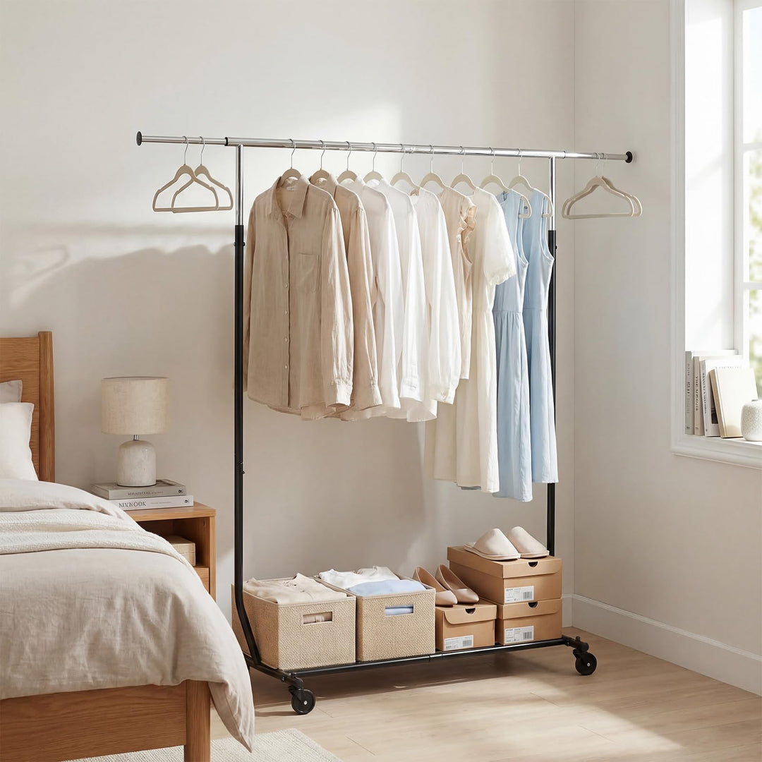 Giantex Extendable Heavy-Duty Rolling Clothing Rack for Hanging Clothes
