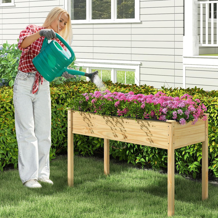 Giantex 47"x23"x30"  Elevated Wood Planter Box with Liner