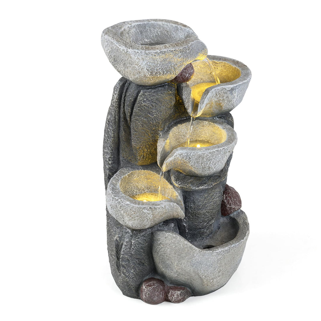 Giantex 5-Tier Outdoor Water Fountain with Lights