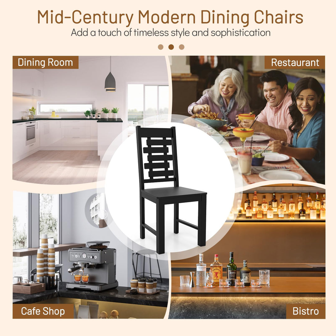 Giantex Wooden Dining Chairs Set 100% Solid Rubber Wood Kitchen Chair with High & Tilted Backrest