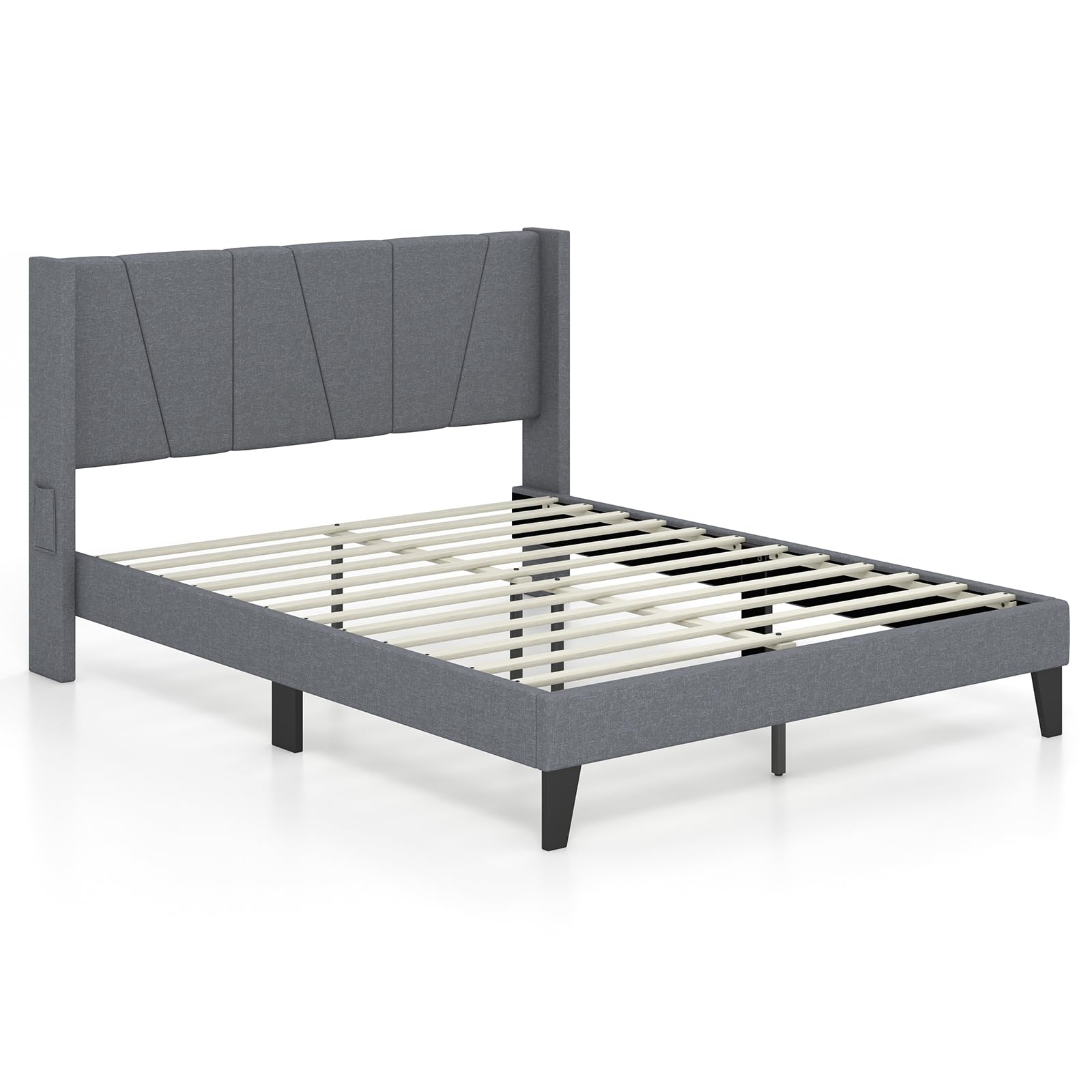 Giantex Bed Frame with Wingback Headboard