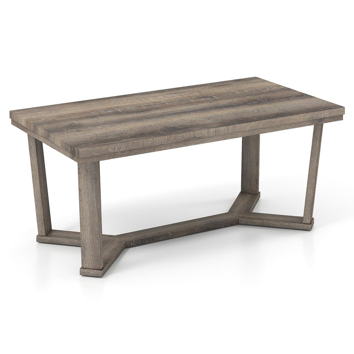 Giantex Farmhouse Wood Coffee Table with Cross-Shaped Base & Rubber Wood Frame