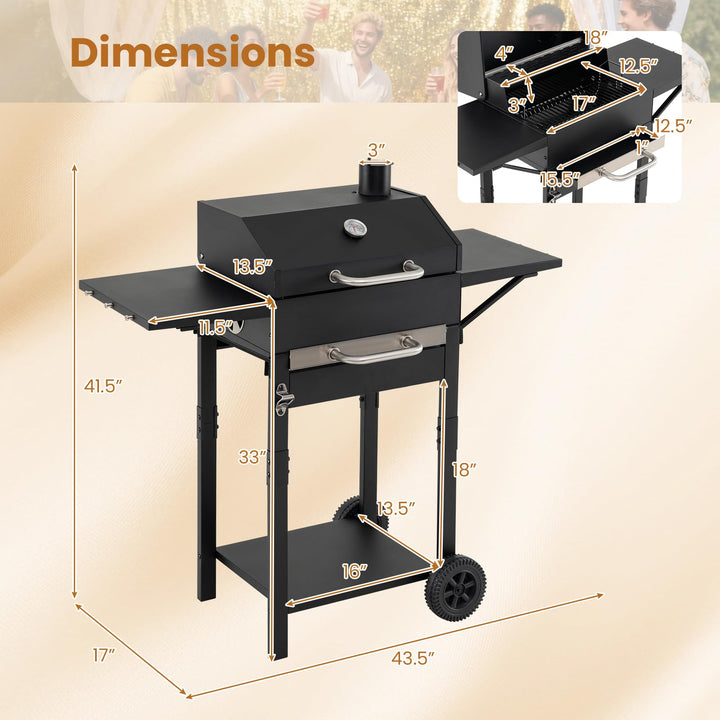 Giantex Charcoal Grill with 2 Side Tables
