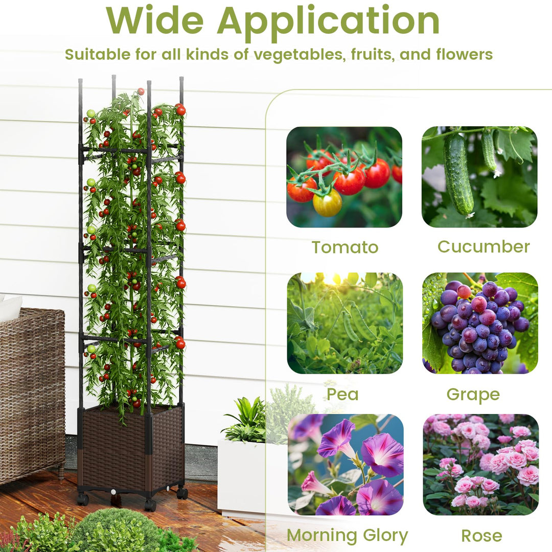 Giantex Raised Garden Bed Planter Box with Trellis