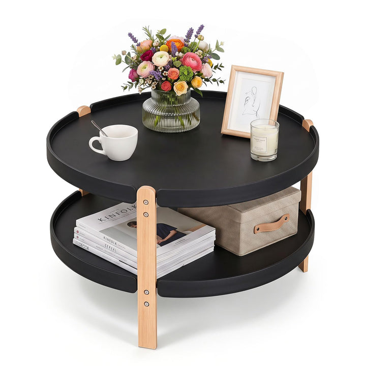 GIANTEX 2-Tier Small Coffee Table | 23.5" Center Table with Storage