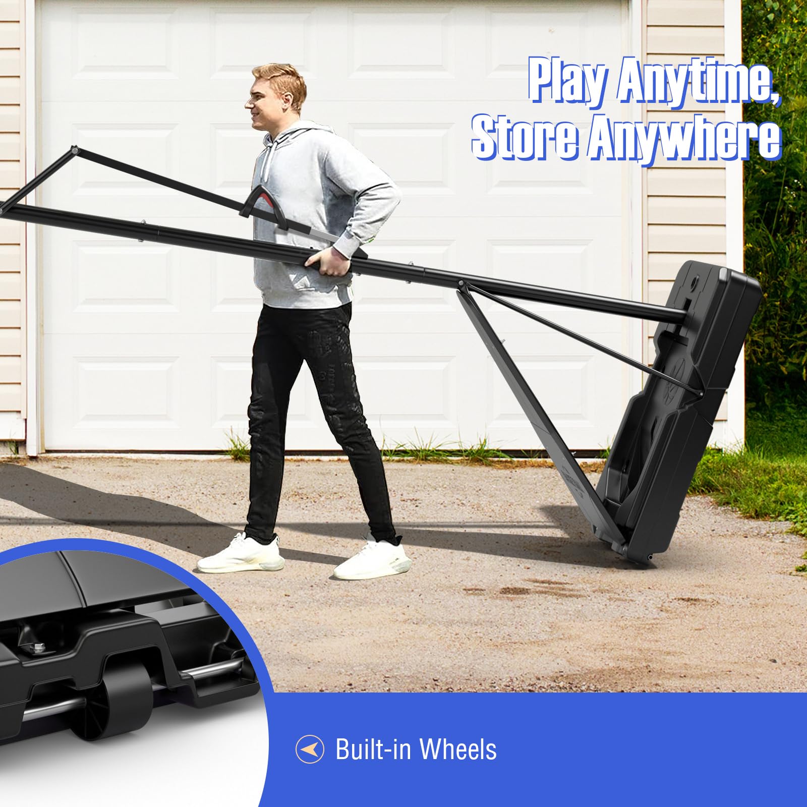 Giantex Portable Basketball Hoop Outdoor - 4.9-10 FT Height Adjustable Basketball Goal System