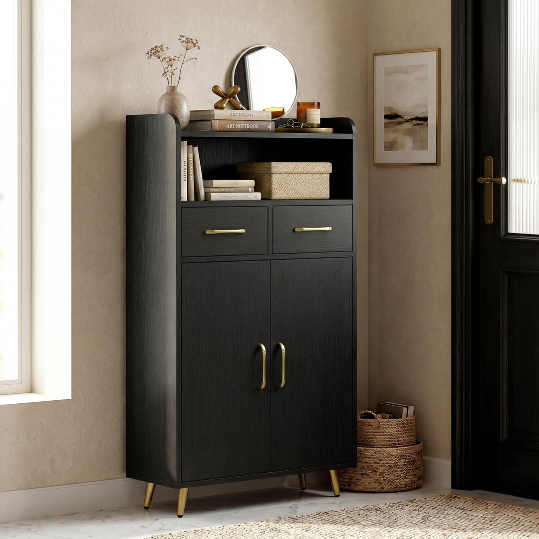 Giantex Freestanding Bathroom Storage Cabinet with 2 Drawers and 2 Doors