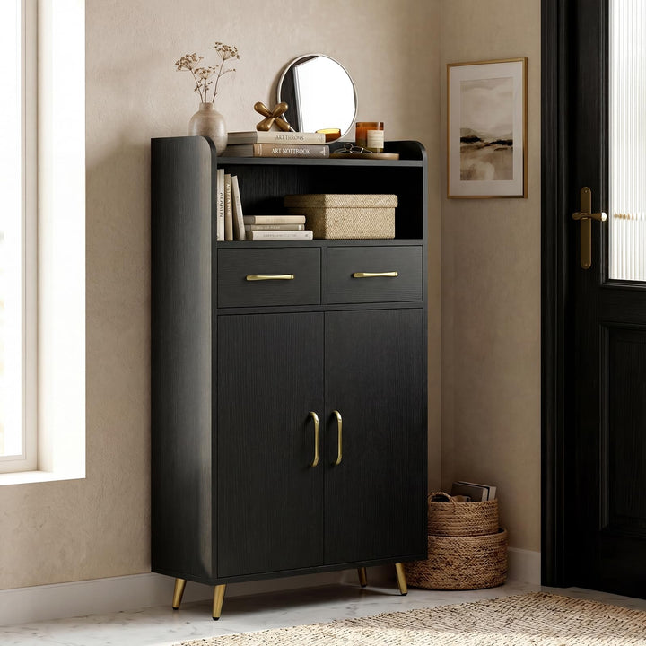 Giantex Freestanding Bathroom Storage Cabinet with 2 Drawers and 2 Doors