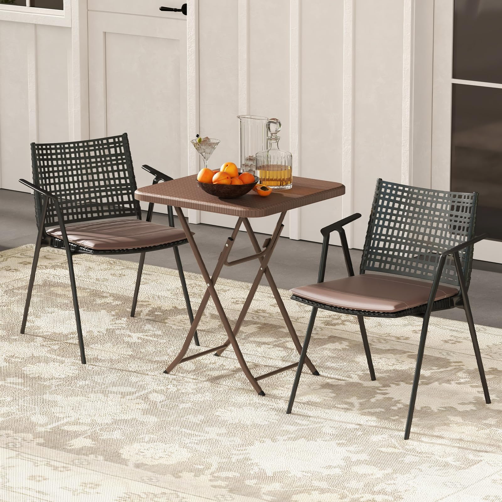 Giantex 23.5" Square Folding Table, HDPE Foldable Patio Bistro Table for 2-4, Indoor Outdoor Use