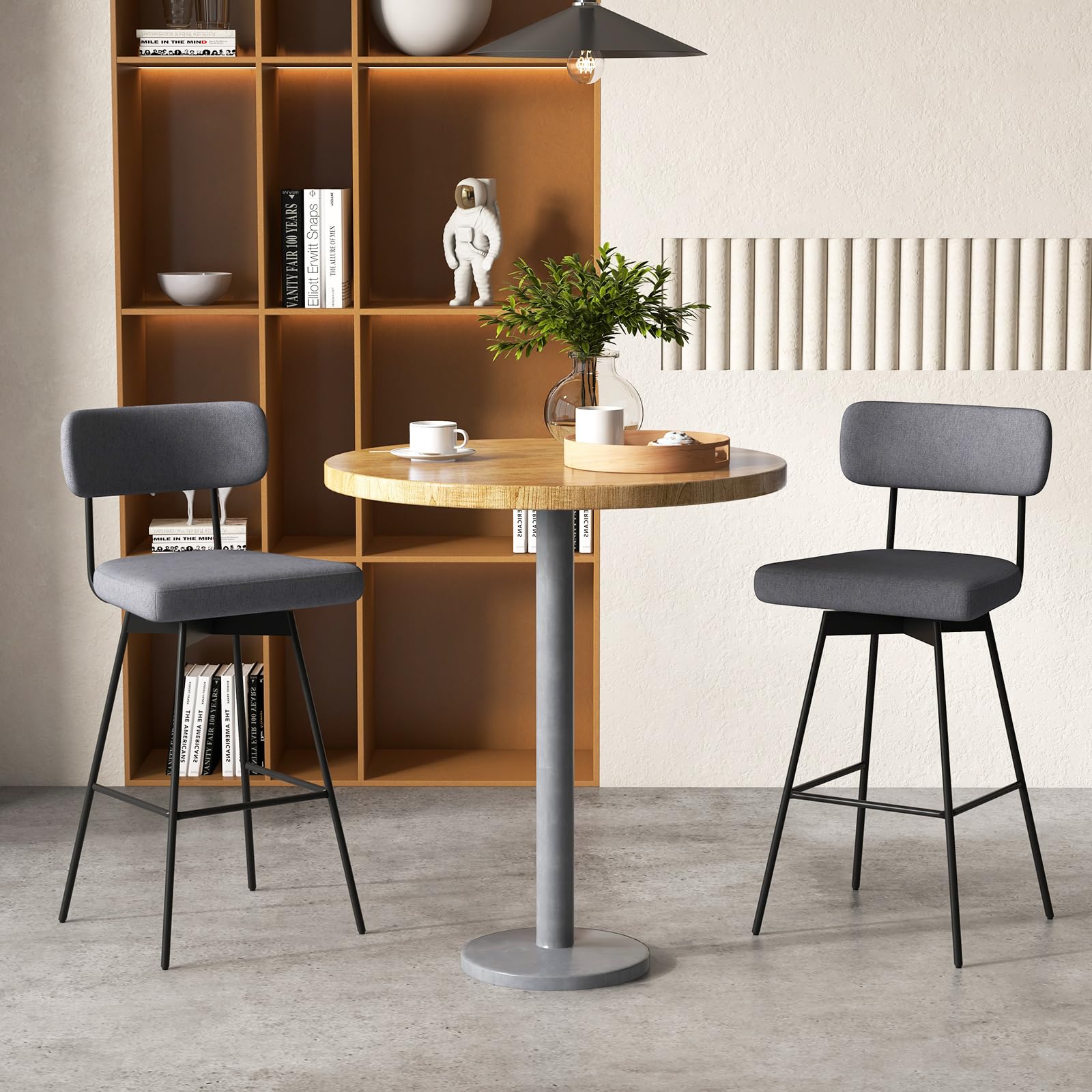 Giantex Swivel Bar Stools,  Upholstered Bar Height Bar Chairs w/Padded Seat & Backrest