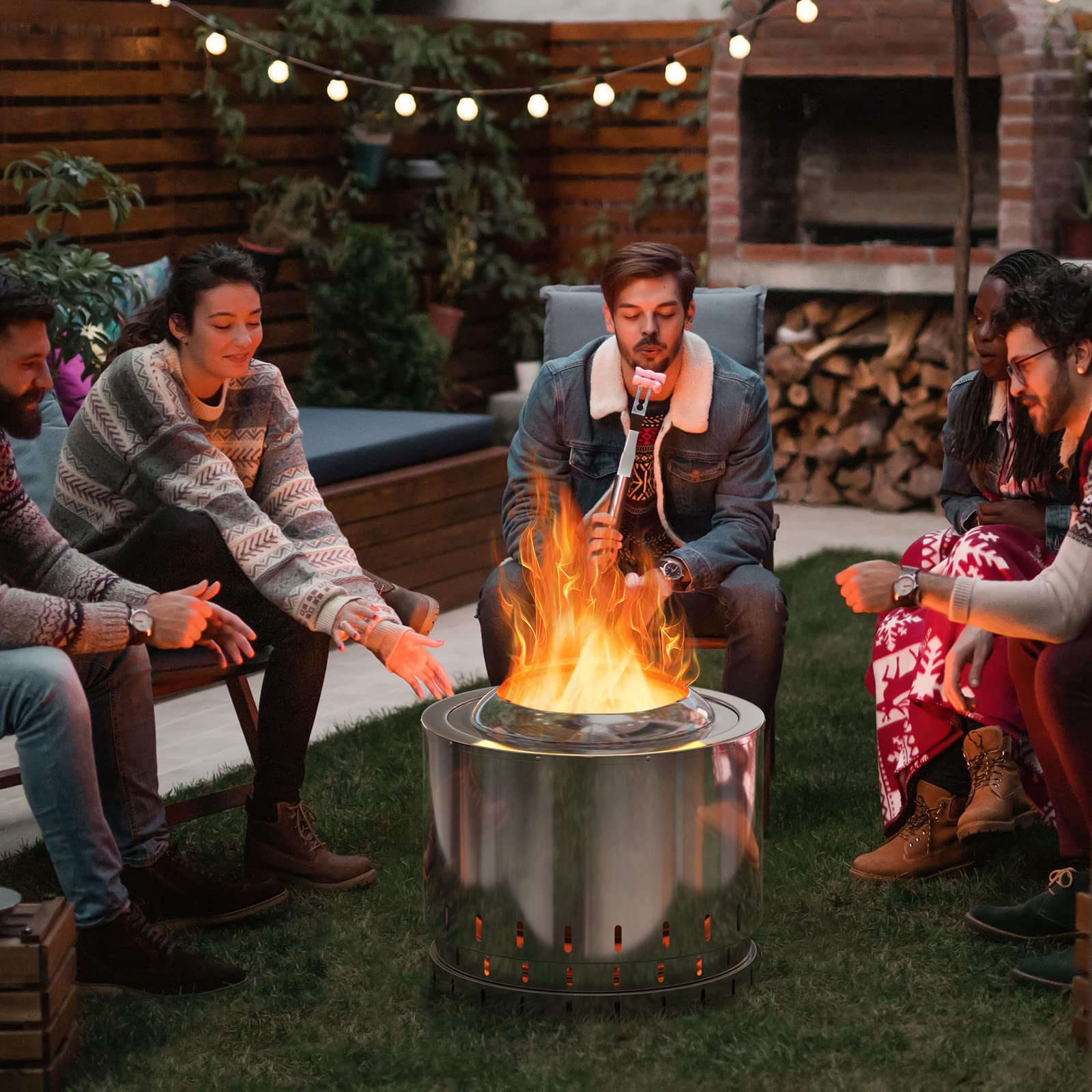 Giantex Smokeless Fire Pit for Outside - 19.5 Inch Stainless
