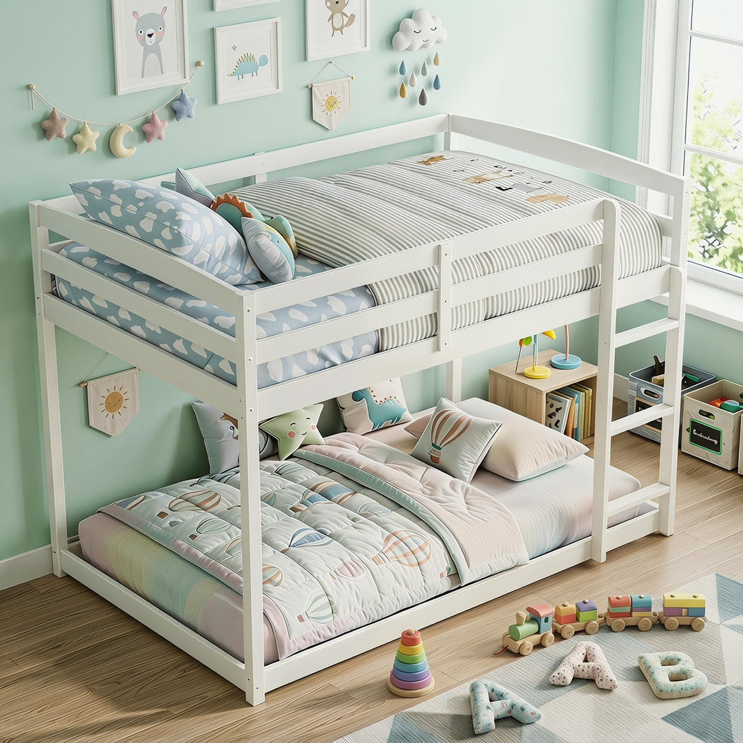 Giantex Full Over Full Bunk Bed with Full-Length Guardrails
