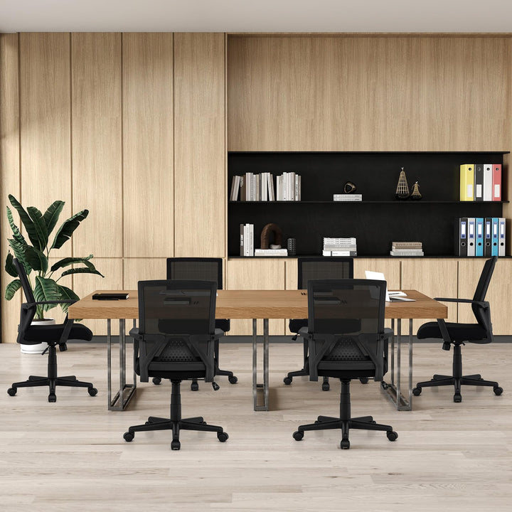 Giantex Office Desk Chair with Lumbar Support, Ergonomic Mesh Office Chair with Wheels and Armrests