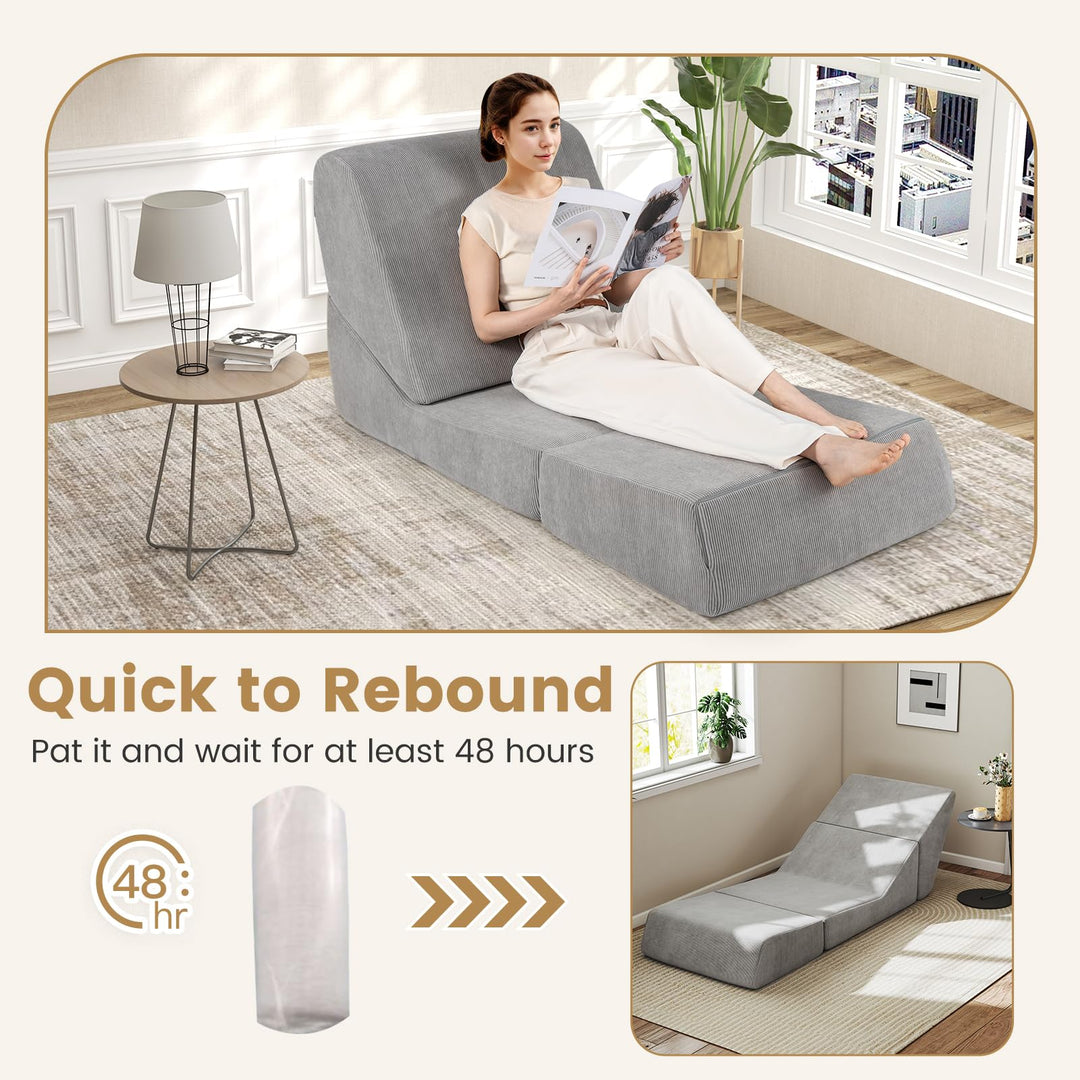 Giantex 3-in-1 Folding Sofa Bed Convertible Sleeper Chair with Back Support, High Density Sponge