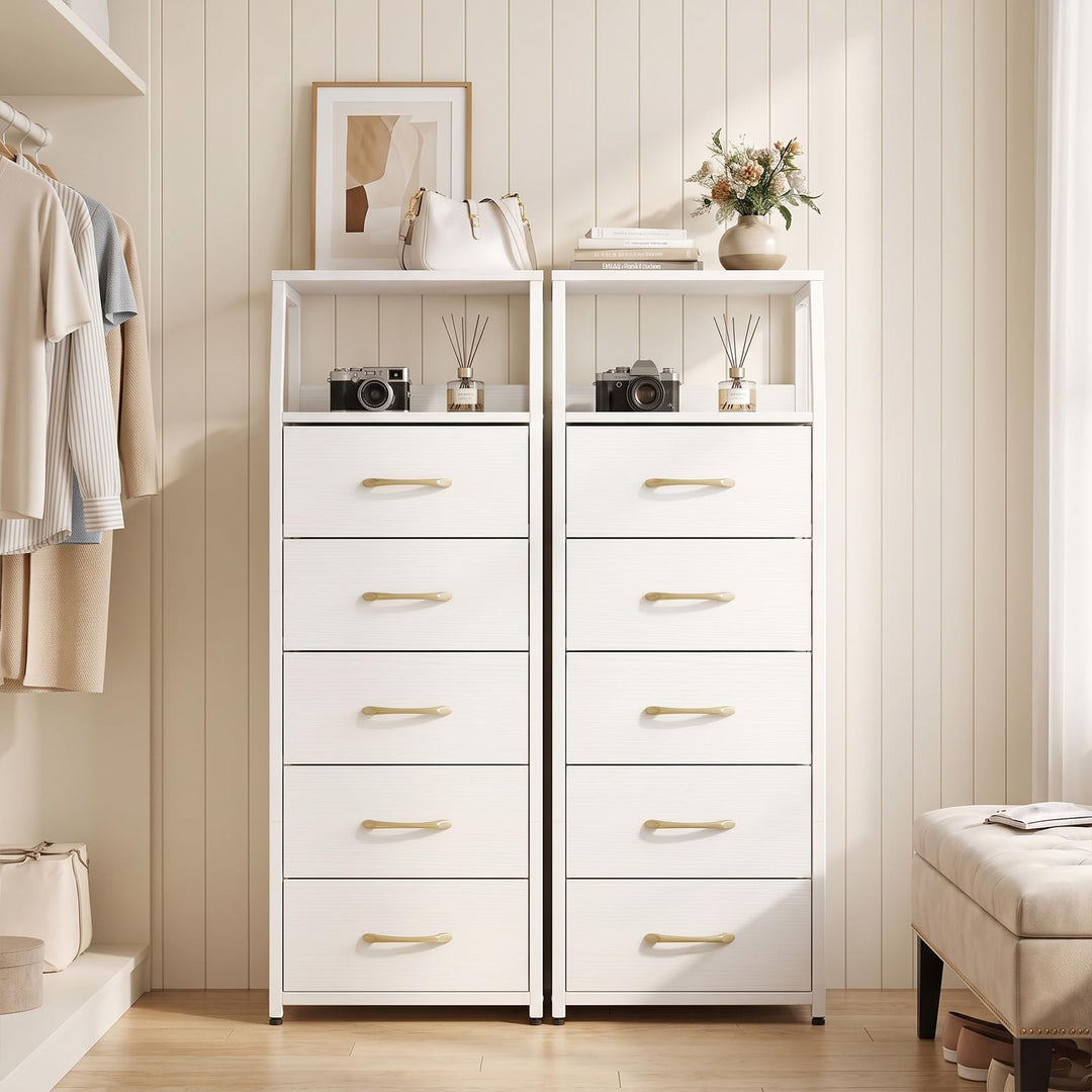 GIANTEX Tall Dresser with 5/4 Fabric Drawers (1/2)