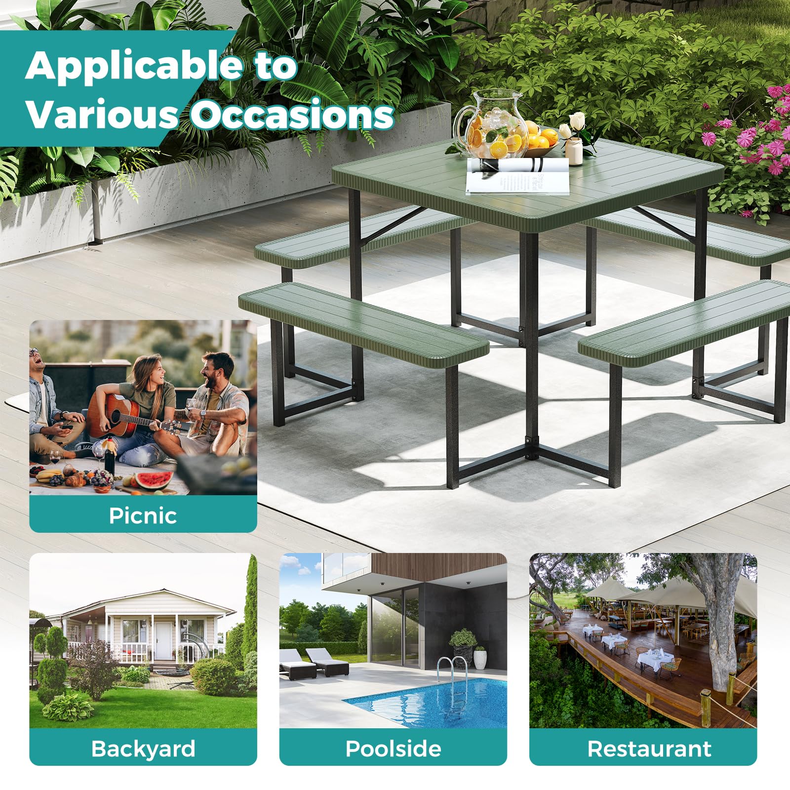 Giantex Picnic Table Bench Set for 4 to 8 People